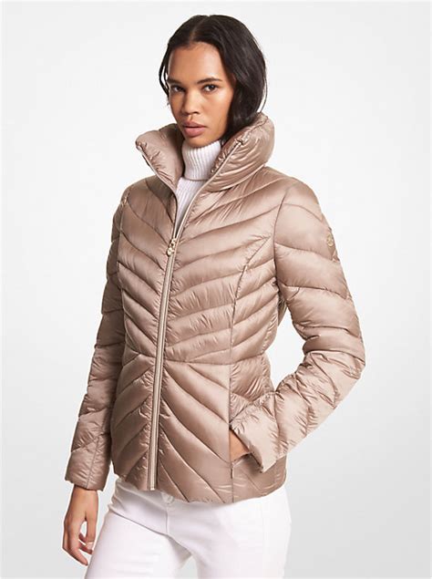 michael kors asymmetrical quilted nylon packable puffer jacket|Michael Kors puffer jacket packable.